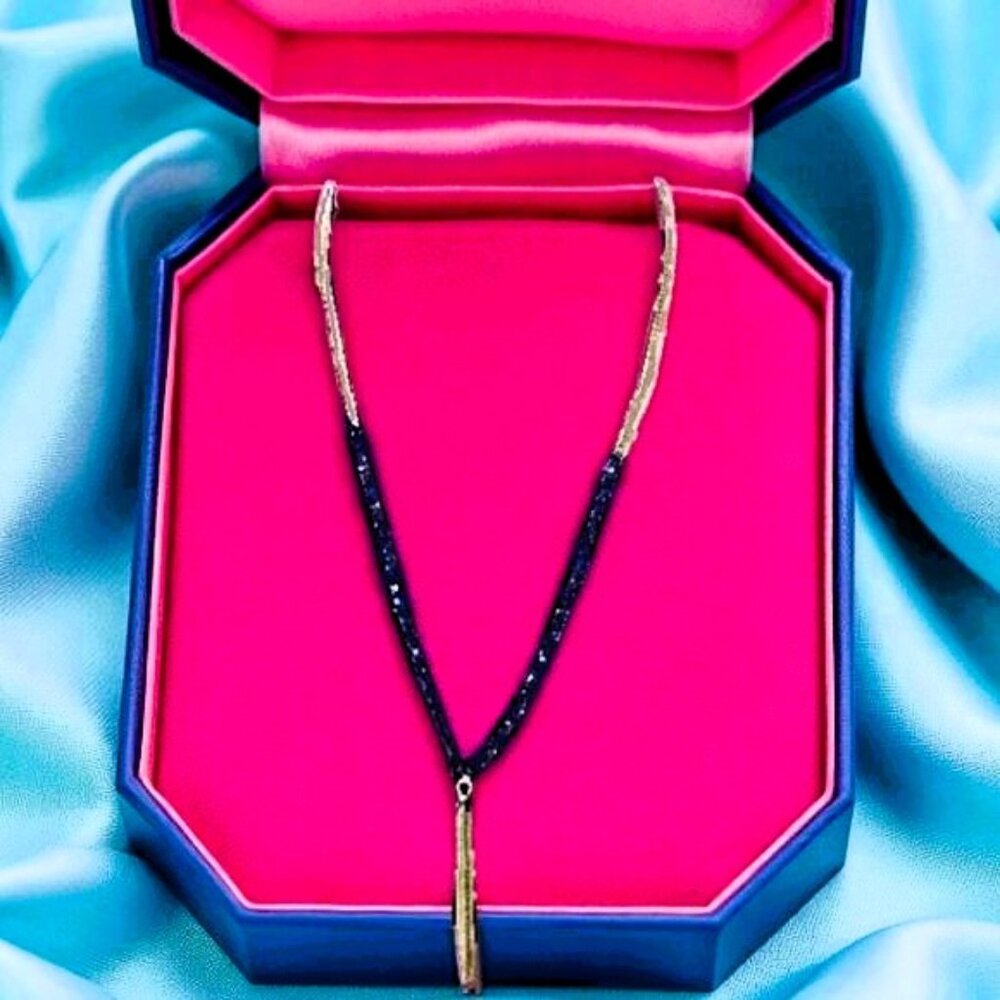LaviguerDesigns Blue Swarovski Crystals Tassel Pendant Necklace
